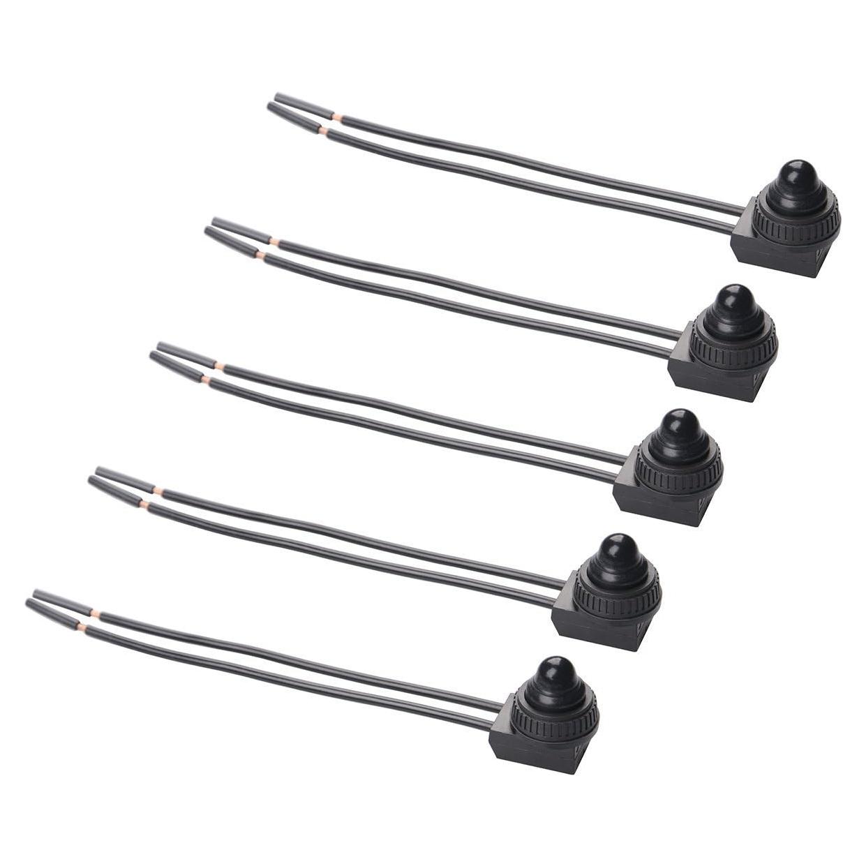 5 Interruptores de Botón Pulsador 12V Quentacy Impermeables