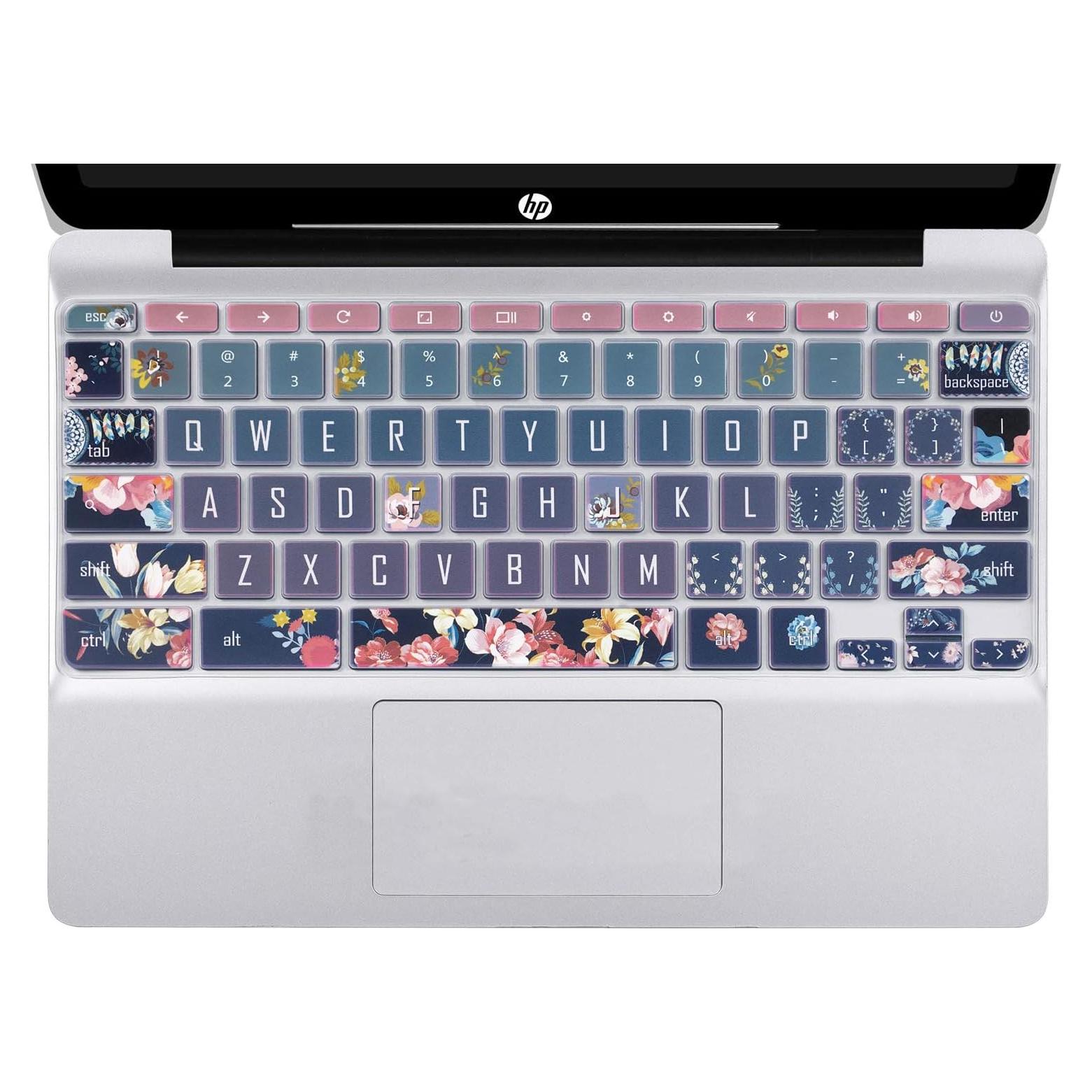 Funda de Teclado Silicona SANFORIN 14" HP Chromebook Flor Roja