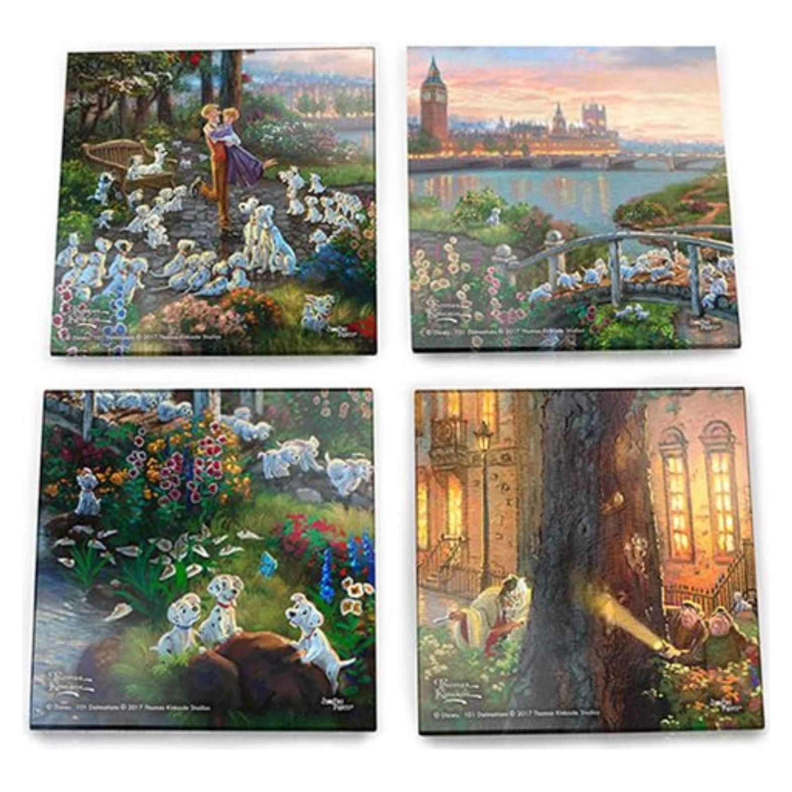 Juego de Posavasos de Vidrio 101 Dálmatas Trend Setters - Soporte de Madera