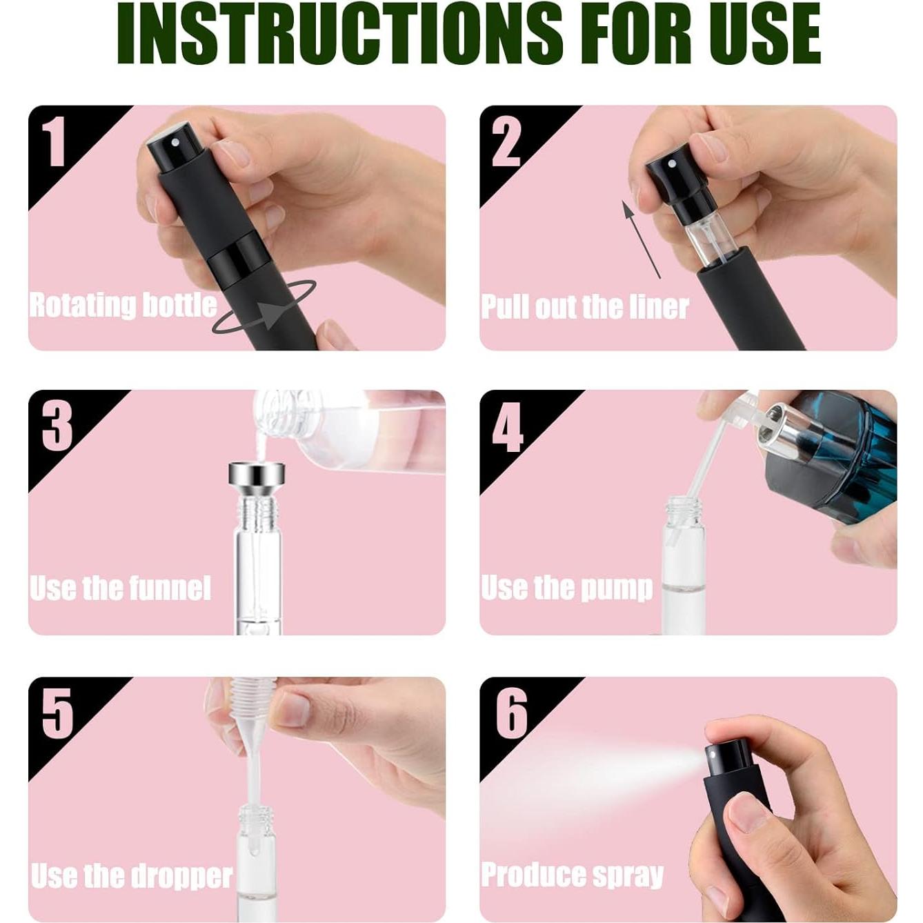 14 Botellas Atomizadoras de Perfume 8ml ASB14PBLACK Portátiles