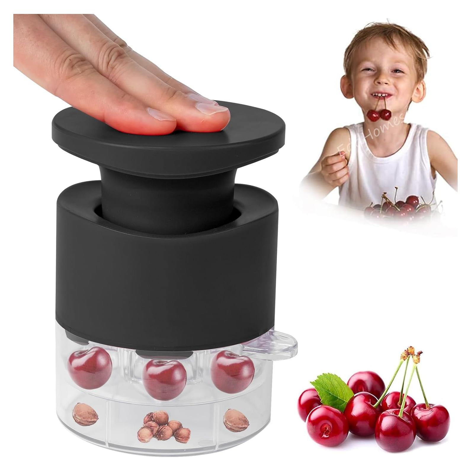 Deshuesador de Cereza EddHomes 7 en 1 con Protector Negro