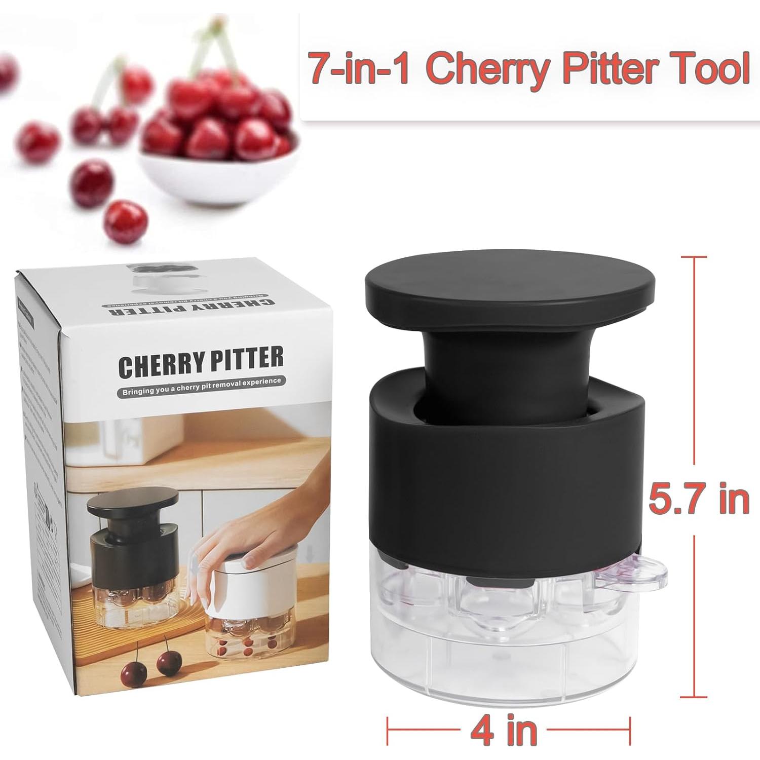 Deshuesador de Cereza EddHomes 7 en 1 con Protector Negro