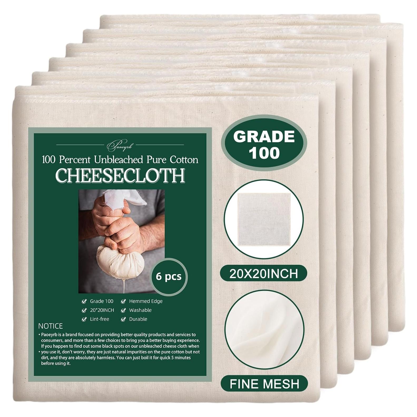 6 Piezas Tela de Queso Orgánica Paoeyrb 50.8x50.8cm Reutilizable