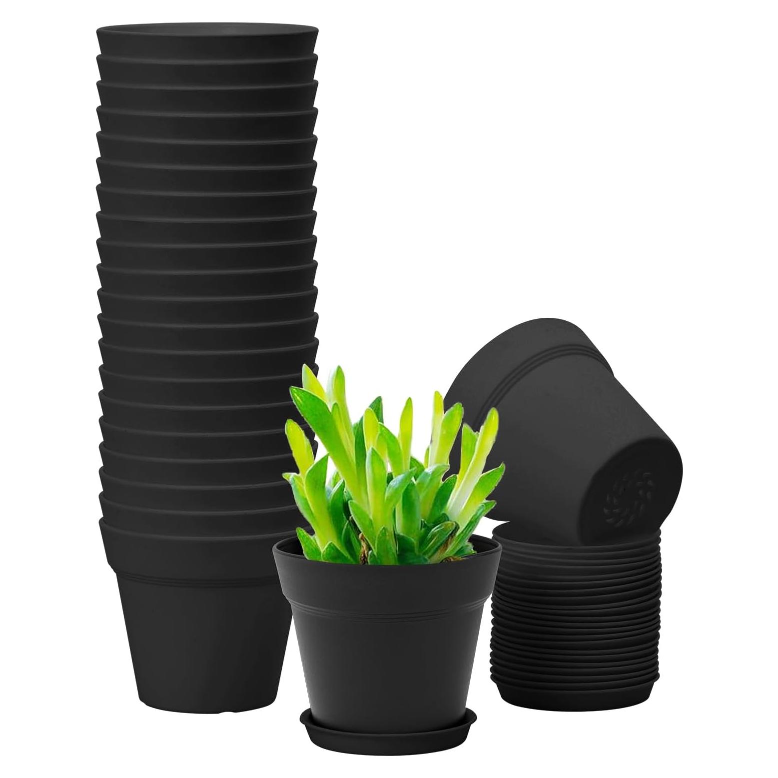 GARDIFE Paquete de 20 macetas redondas de 10 cm negras