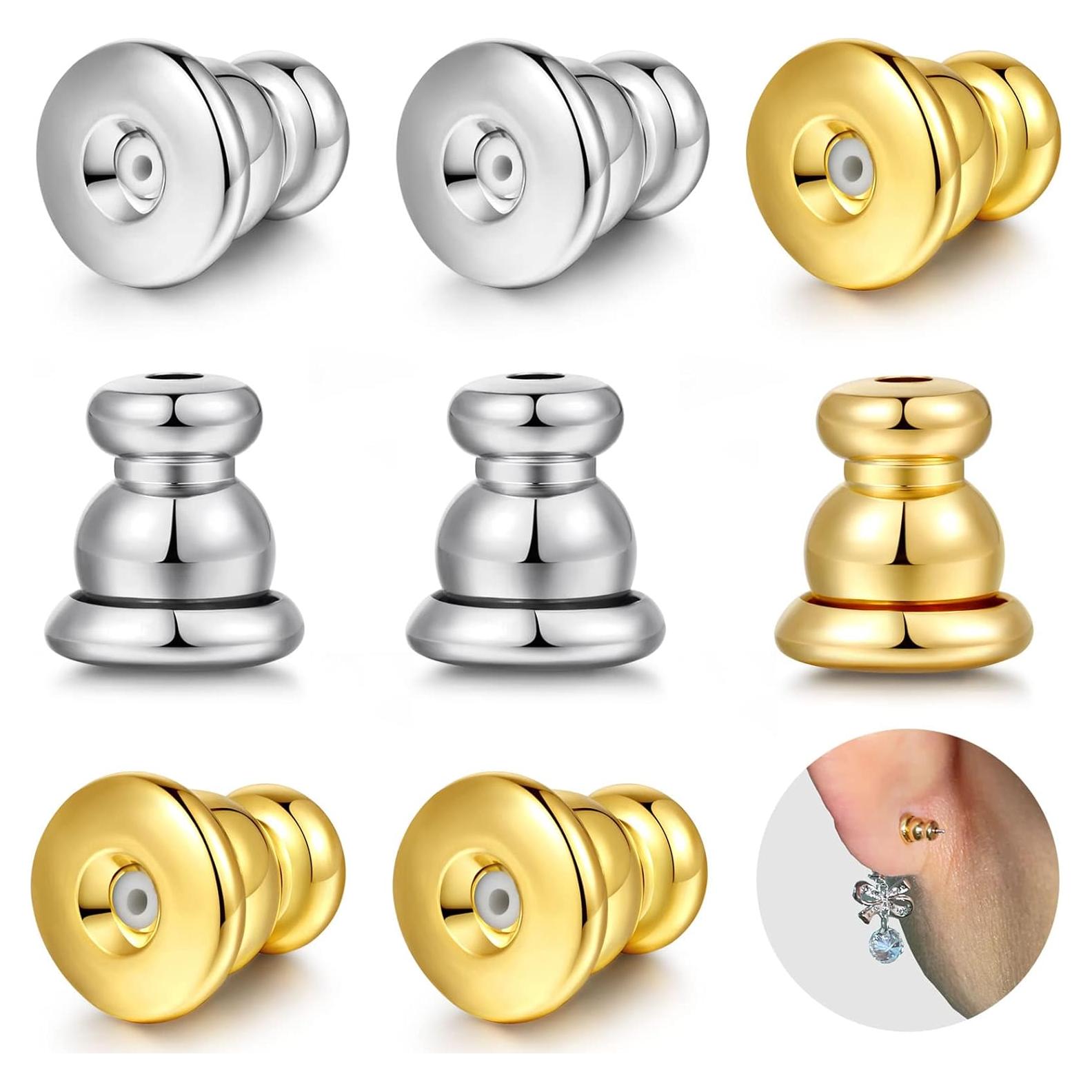 Respaldos de Aretes de 18K Moconar - 4 Pares Hipoalergénicos