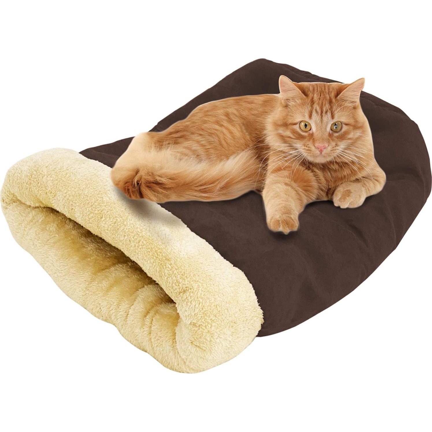 Cama para gatos 4 en 1 GOOPAWS con calor automático Marrón