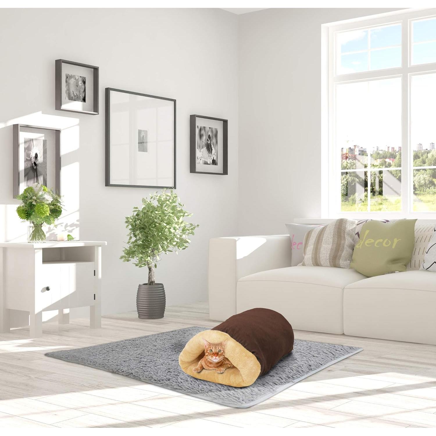 Cama para gatos 4 en 1 GOOPAWS con calor automático Marrón