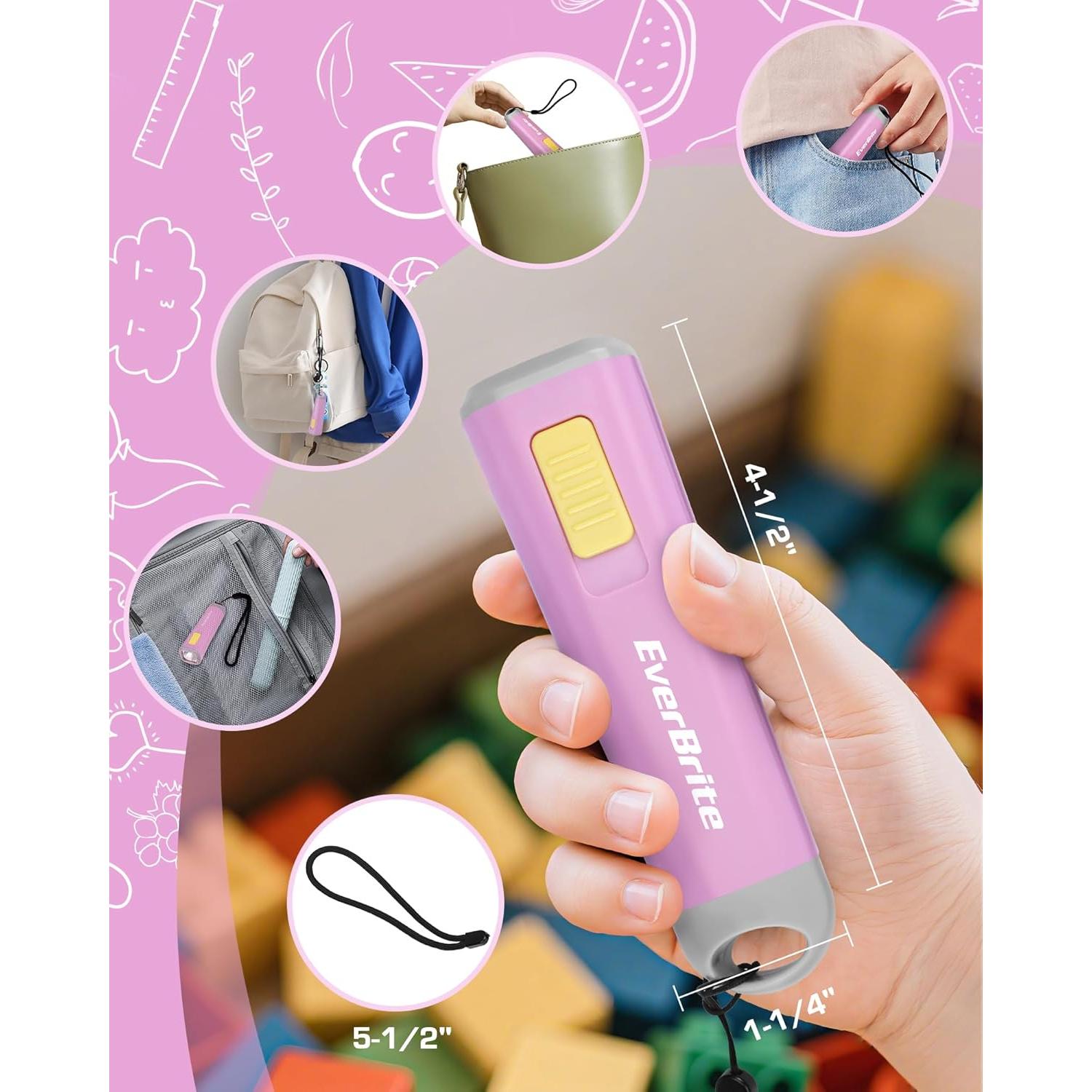 Linterna LED Mini EverBrite Rosa para Niños - 3 Pilas AAA