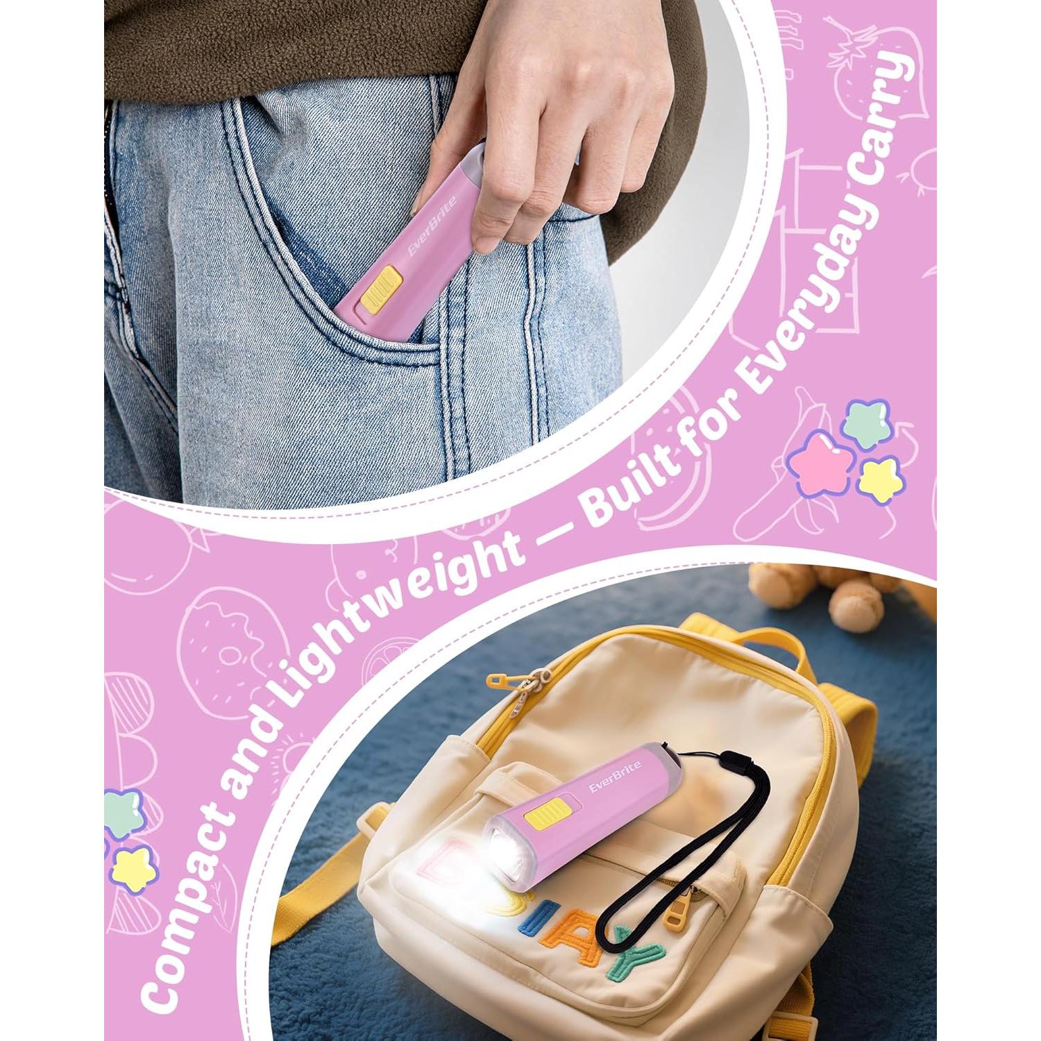 Linterna LED Mini EverBrite Rosa para Niños - 3 Pilas AAA