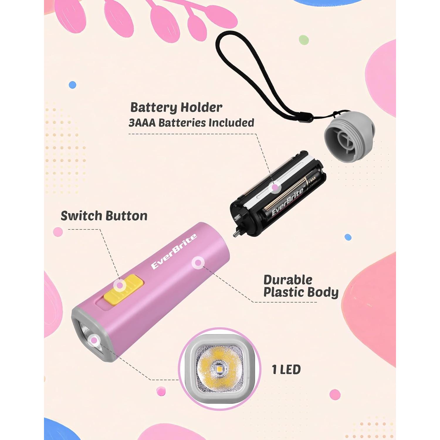 Linterna LED Mini EverBrite Rosa para Niños - 3 Pilas AAA