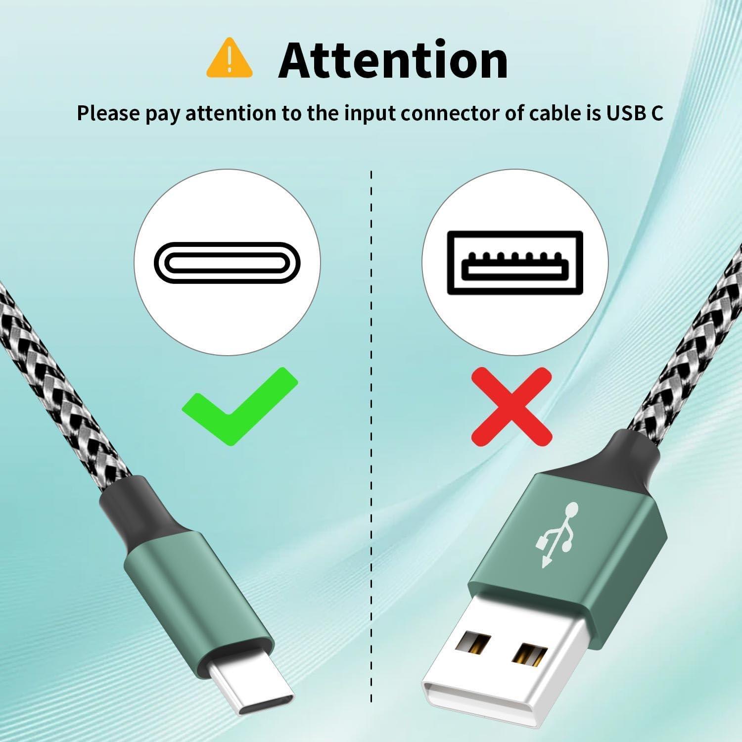 Cable de Carga Múltiple 3 en 1 Firsting 1.2m USB C Negro Verde