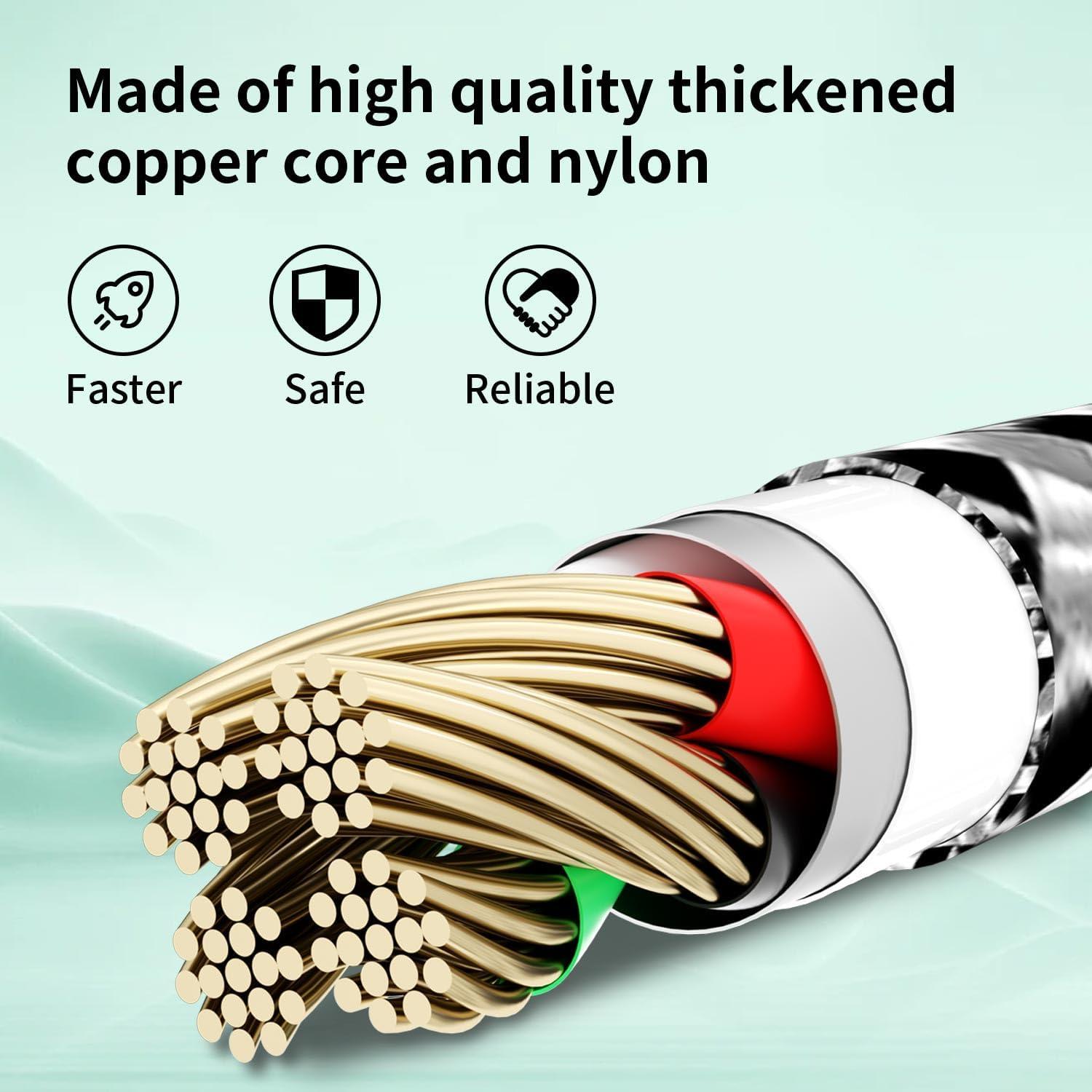 Cable de Carga Múltiple 3 en 1 Firsting 1.2m USB C Negro Verde