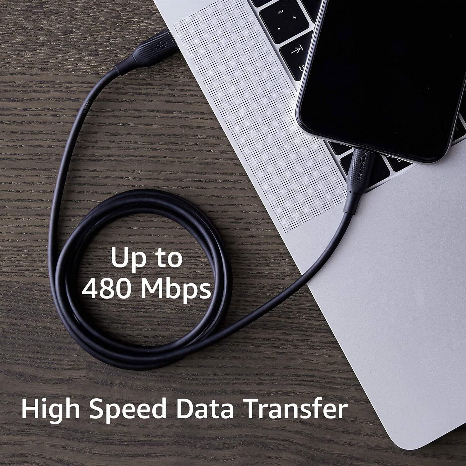 Cable USB-C a Lightning Amazon Basics MFi 0.91m Negro