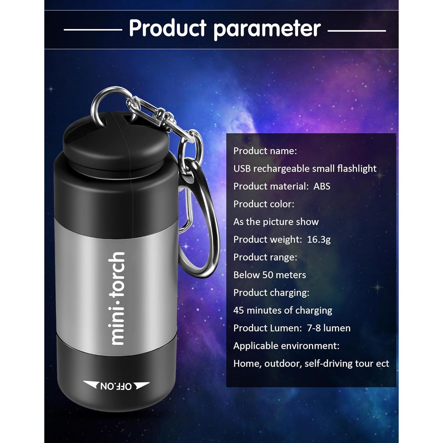 Mini Linterna LED Recargable Mudder IPX-3 Gris 12 Piezas