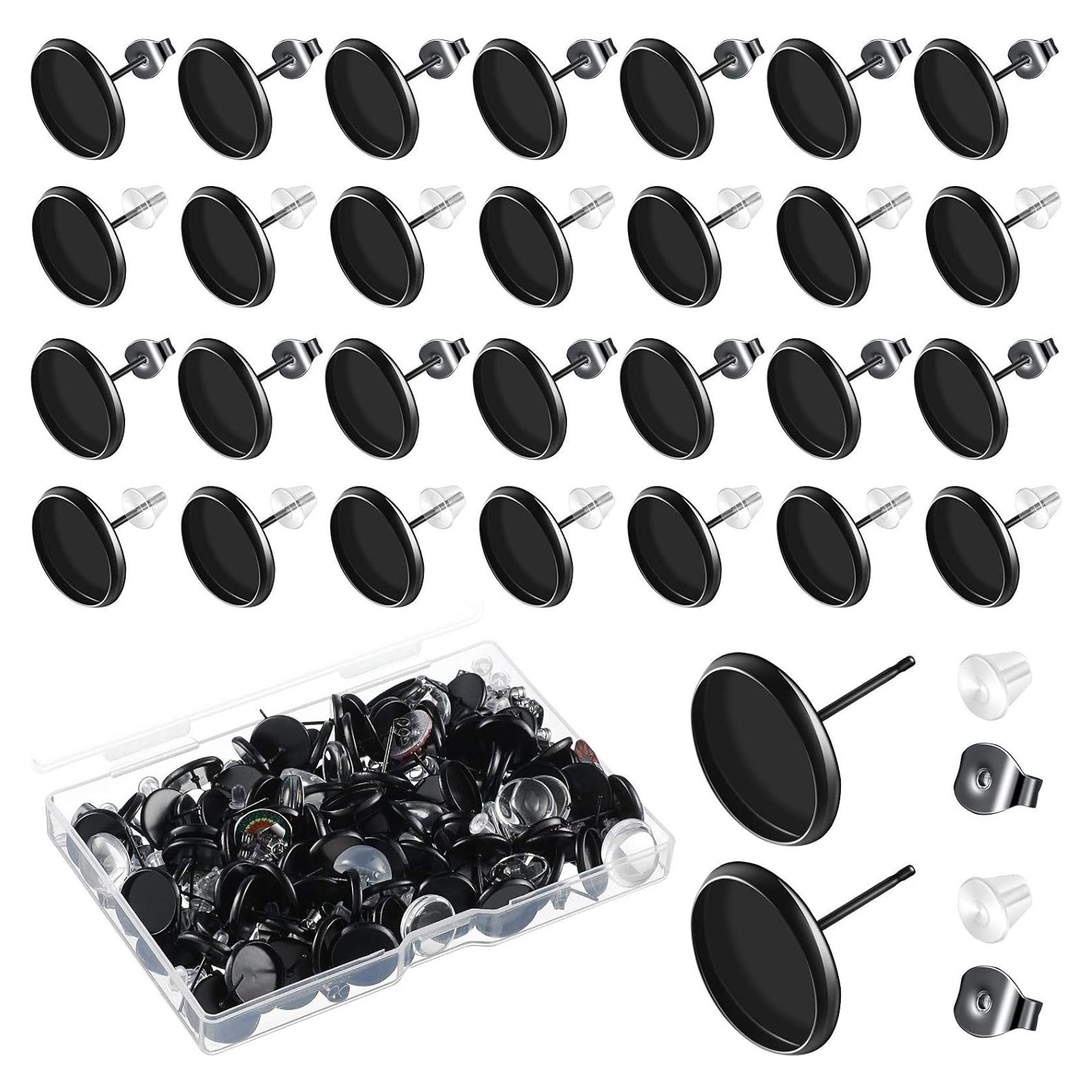 Kit de Aretes de Stud Hicarer 300 Piezas 12 mm Acero Inoxidable