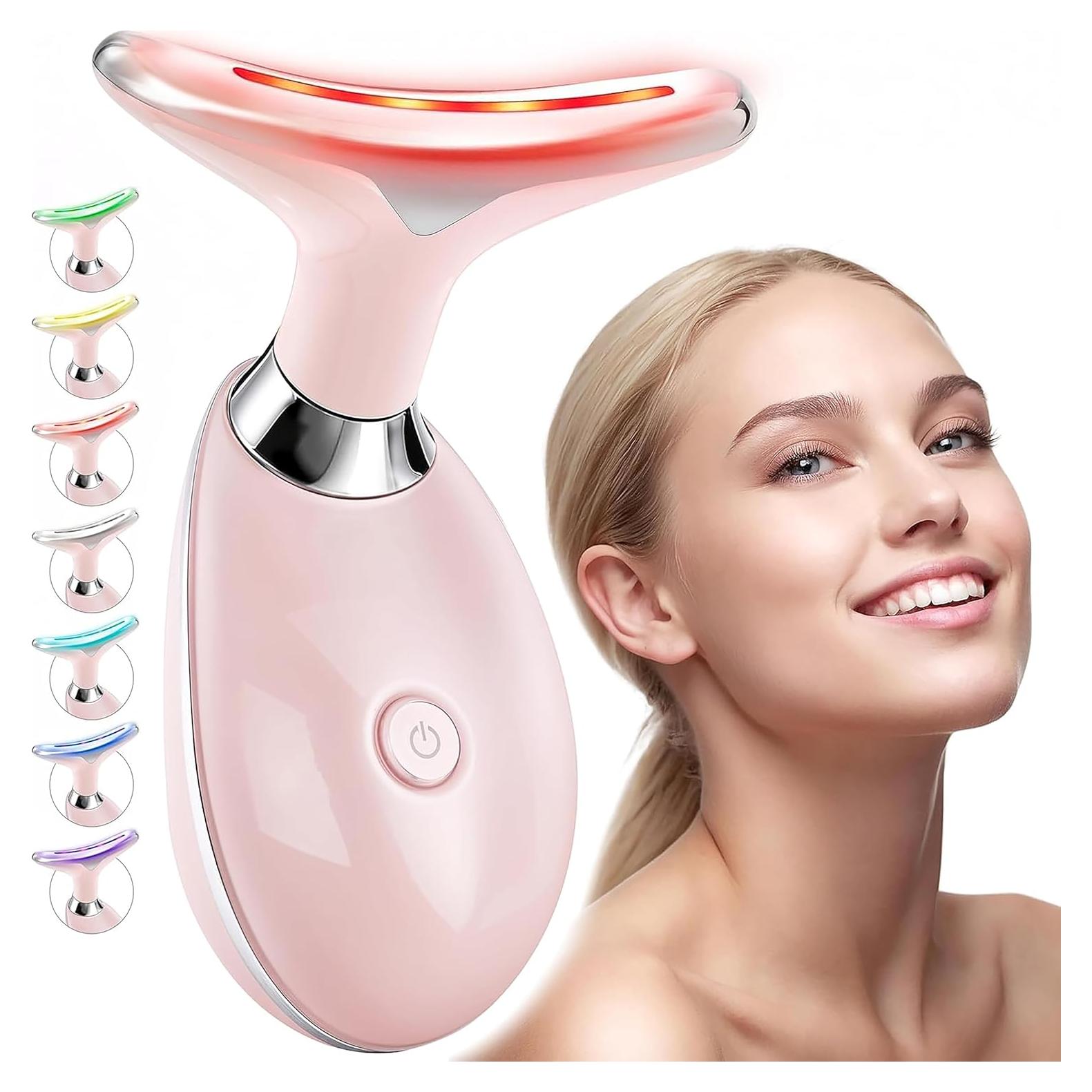 Masajeador Facial Biidey Rosa con Luz Roja y Microcorriente