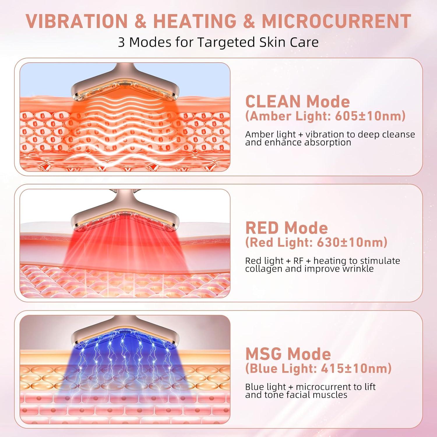 Dispositivo de Belleza Facial OUJEALEE AM-810B, Microcorriente y Luz LED