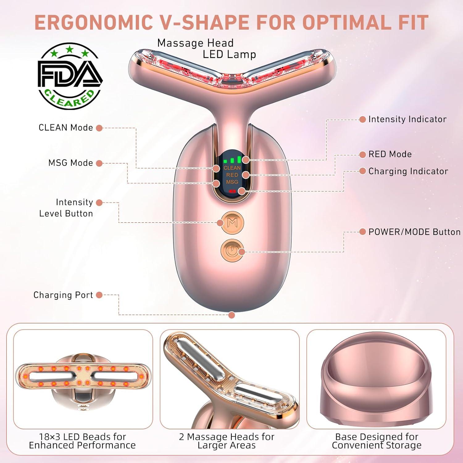 Dispositivo de Belleza Facial OUJEALEE AM-810B, Microcorriente y Luz LED
