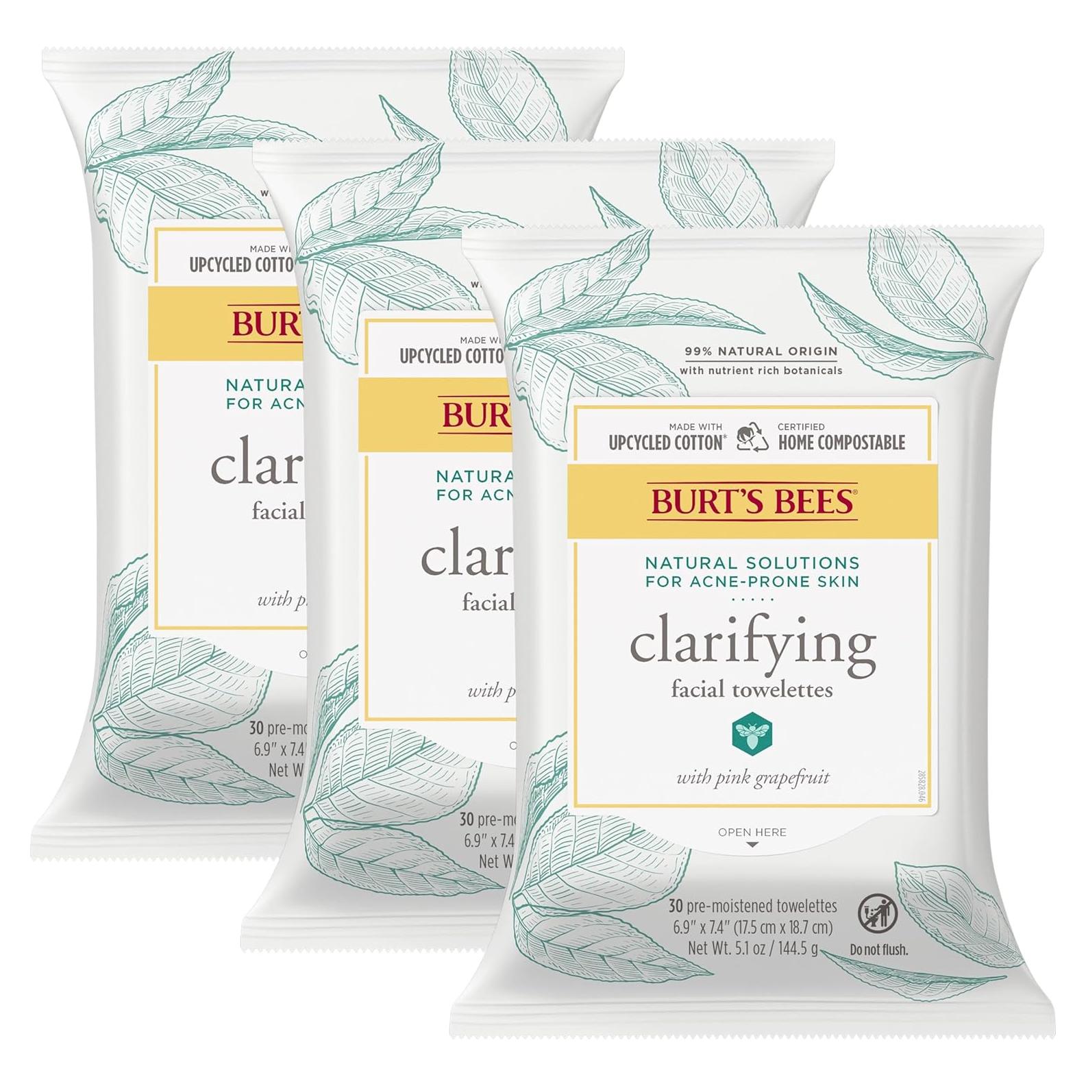 Toallitas Limpiadoras Faciales Burt's Bees Pomelo Rosa 30 Unidades