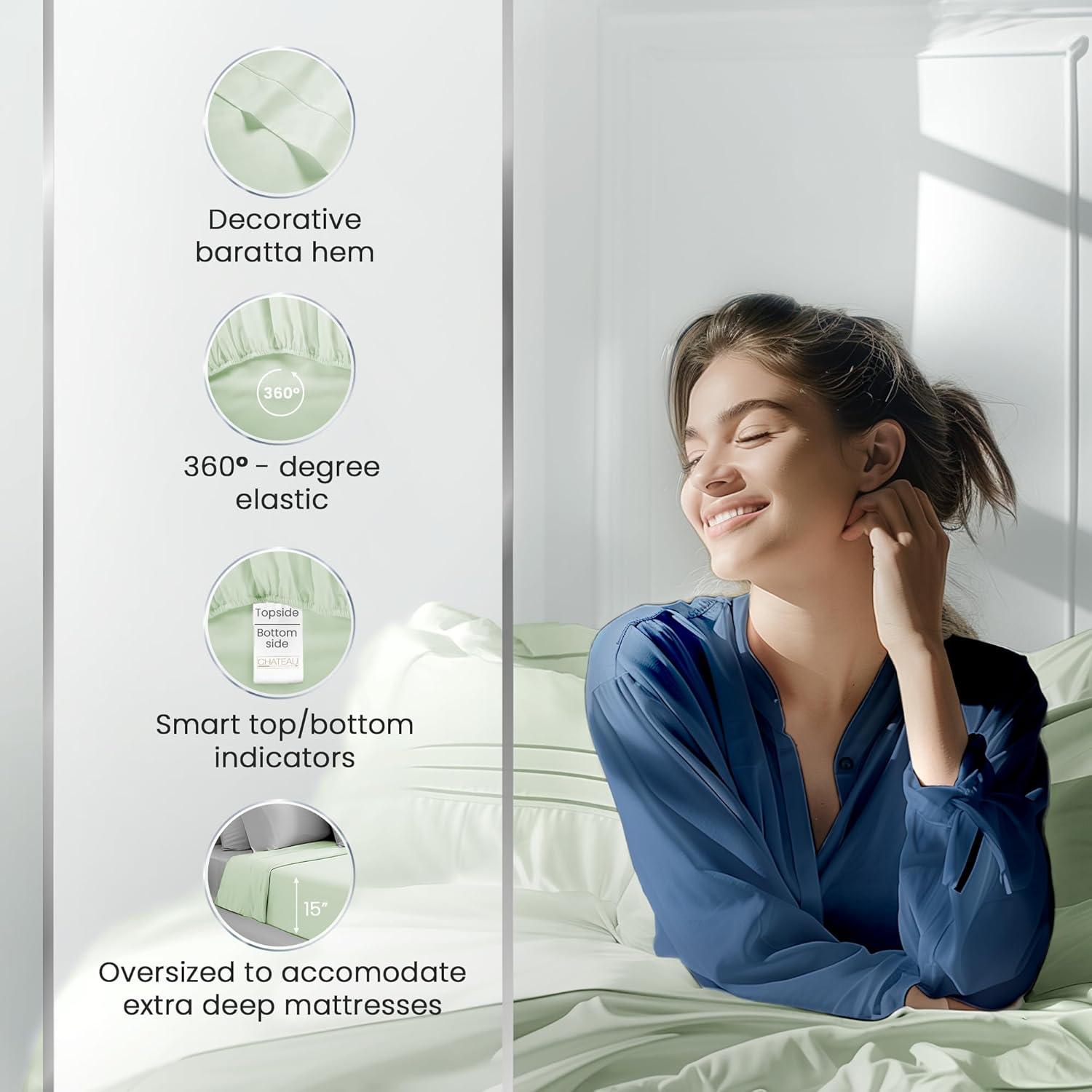 Juego de Sábanas Queen 100% Algodón Chateau Home 1000 Hilos