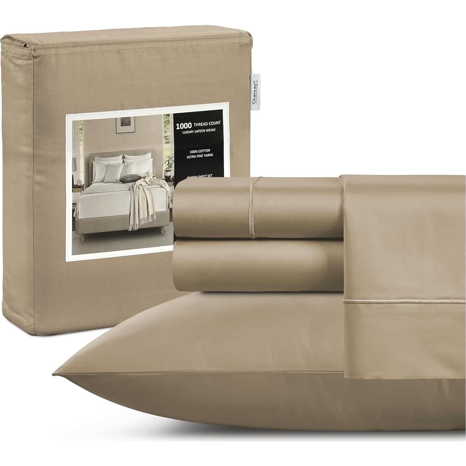 Juego de Sábanas Reina 100% Algodón Chateau Home 1000 Hilos