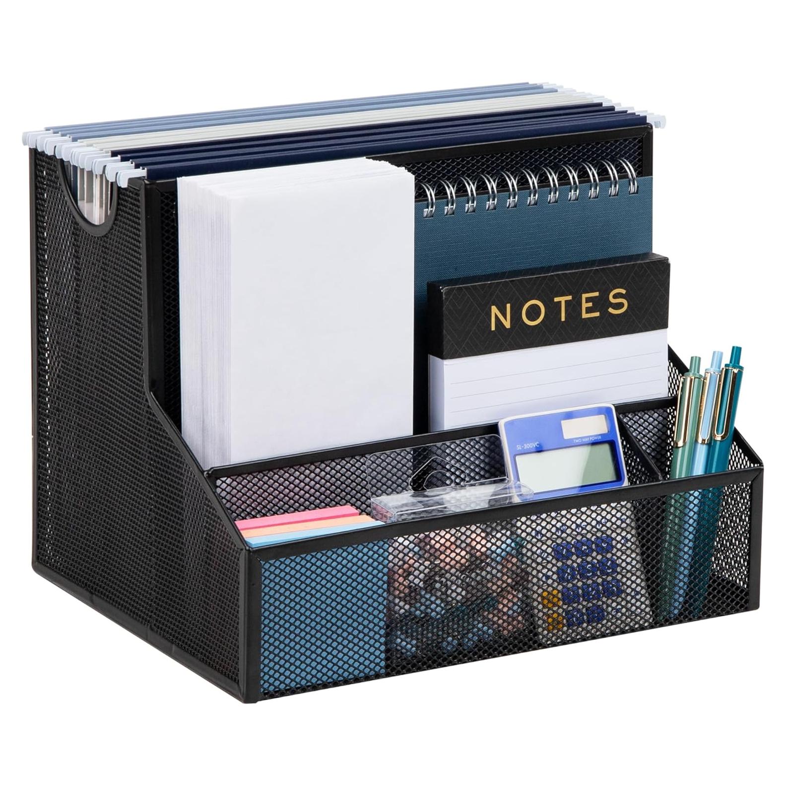 Organizador de Escritorio Mind Reader 4 Compartimentos Metal Negro