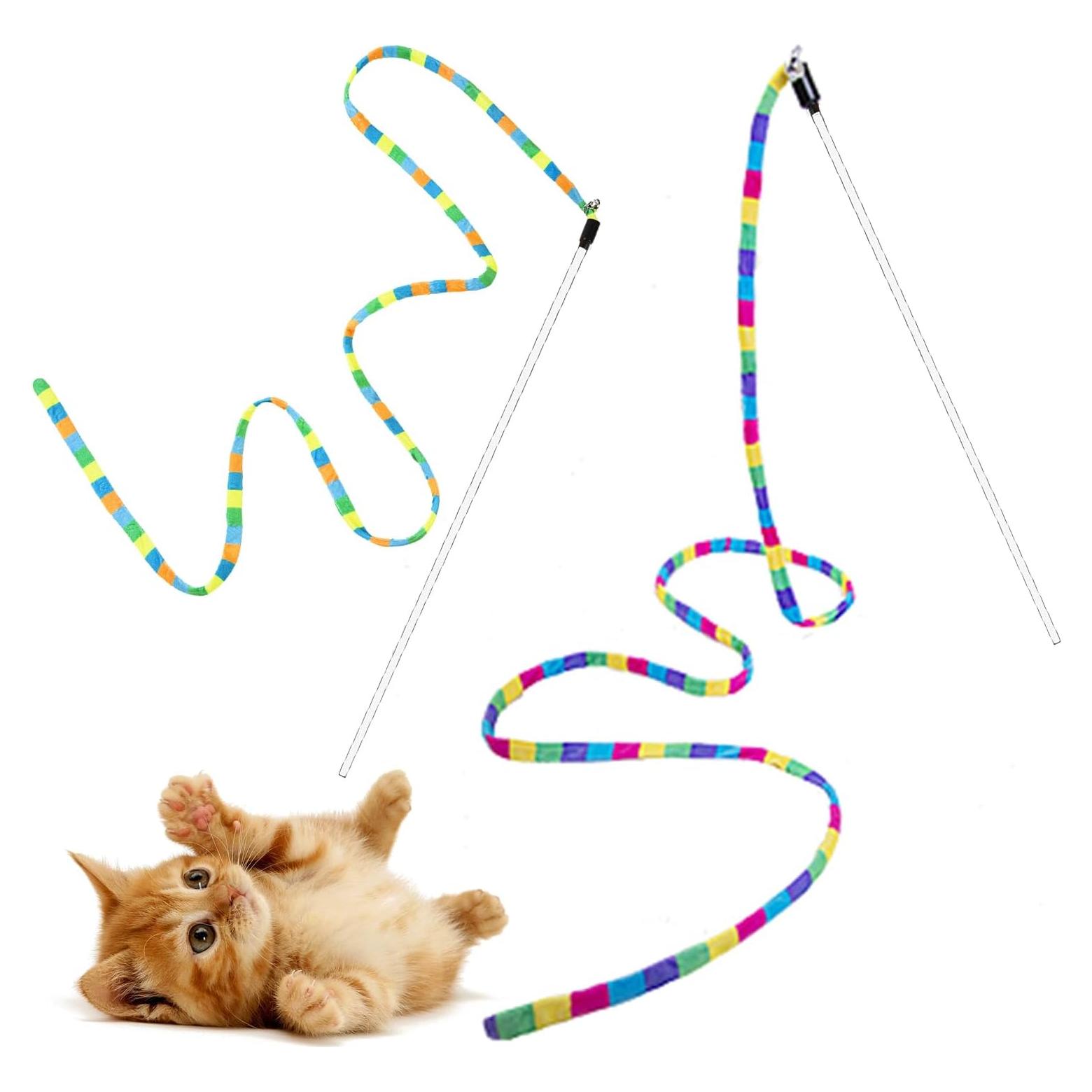 Varita Interactiva para Gatos FYNIGO Arcoíris 140 cm 2 Piezas