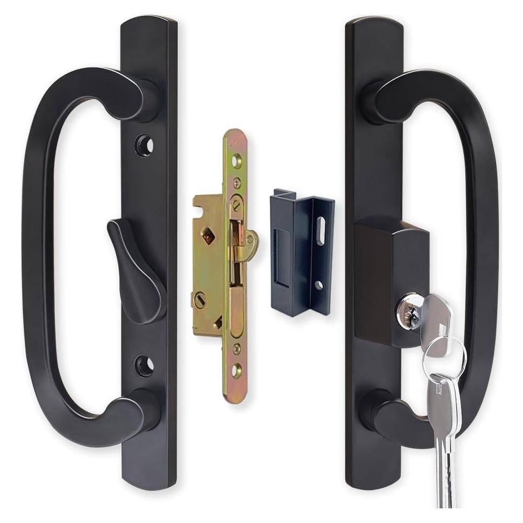 Juego de Manija de Puerta Corrediza ALLYWASAI con Cerradura Negra