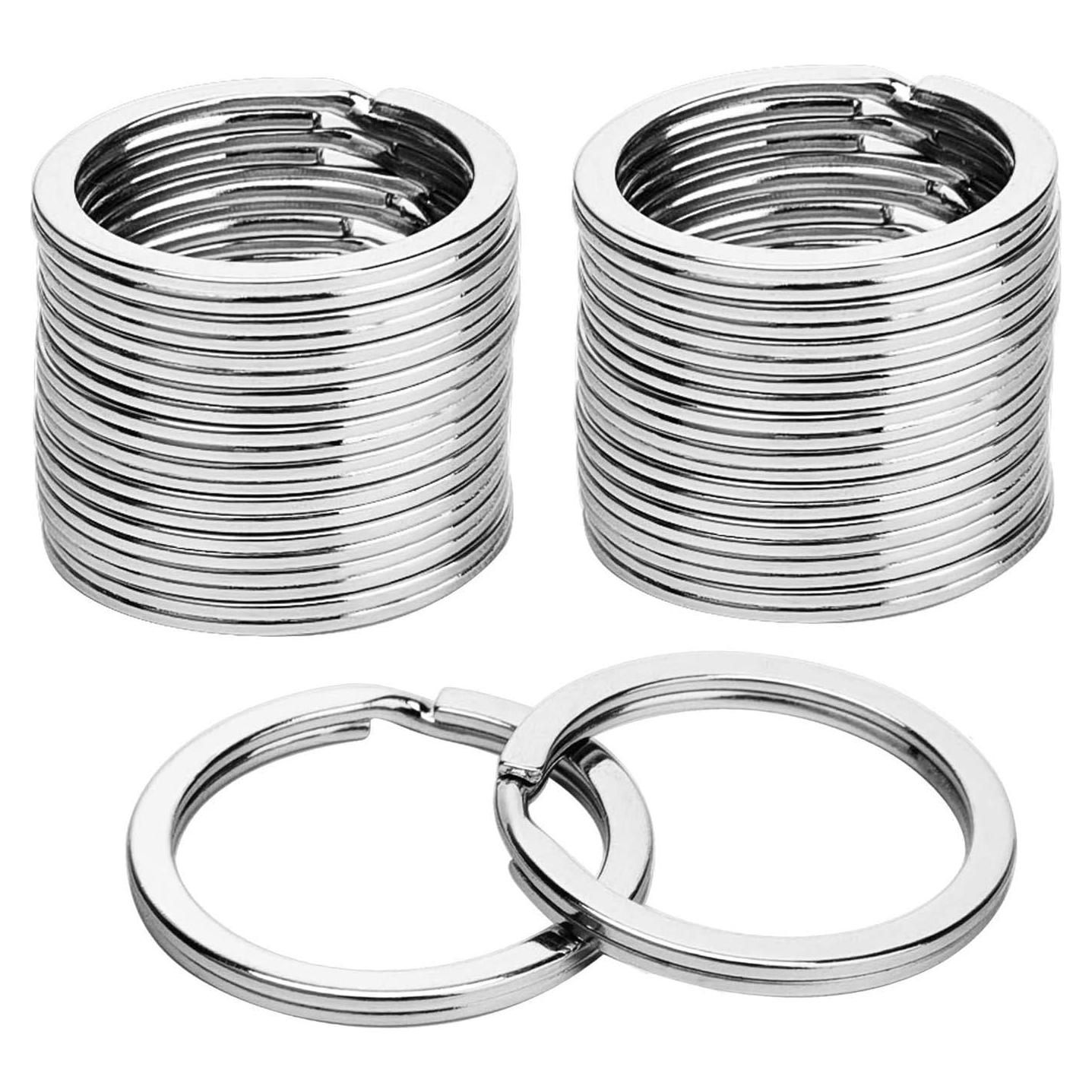 KINGFOREST 50 Anillos de Llave de Metal 25mm Plateados Duraderos
