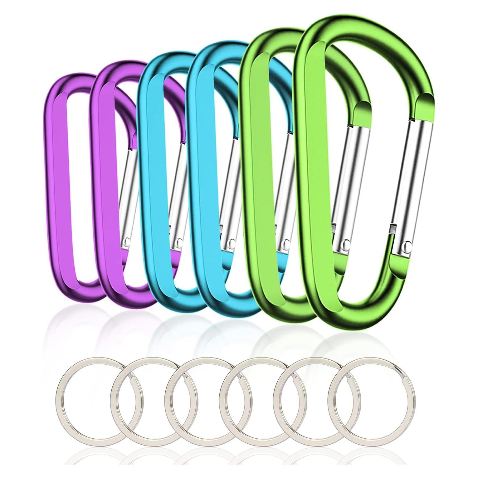 6 Clips de Carabiner de Aluminio CampTek 79mm D-Forma