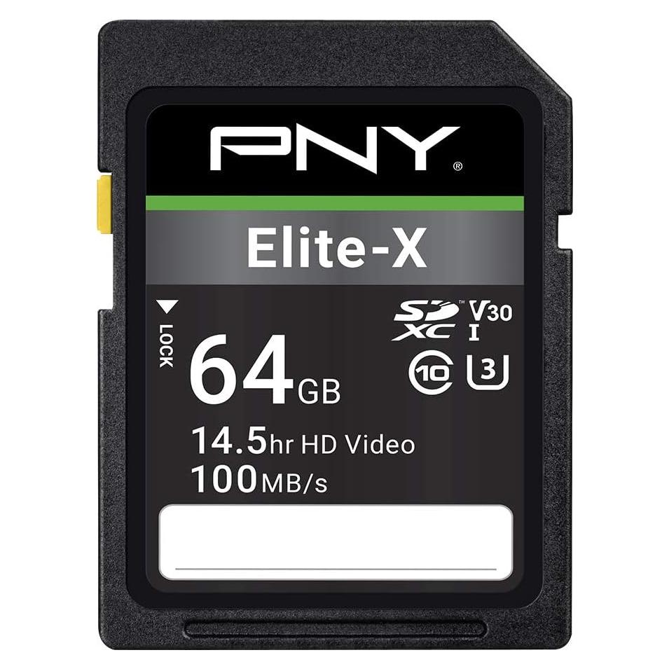 Tarjeta de Memoria PNY 64GB Elite-X SDXC Clase 10 U3 V30 100MB/s