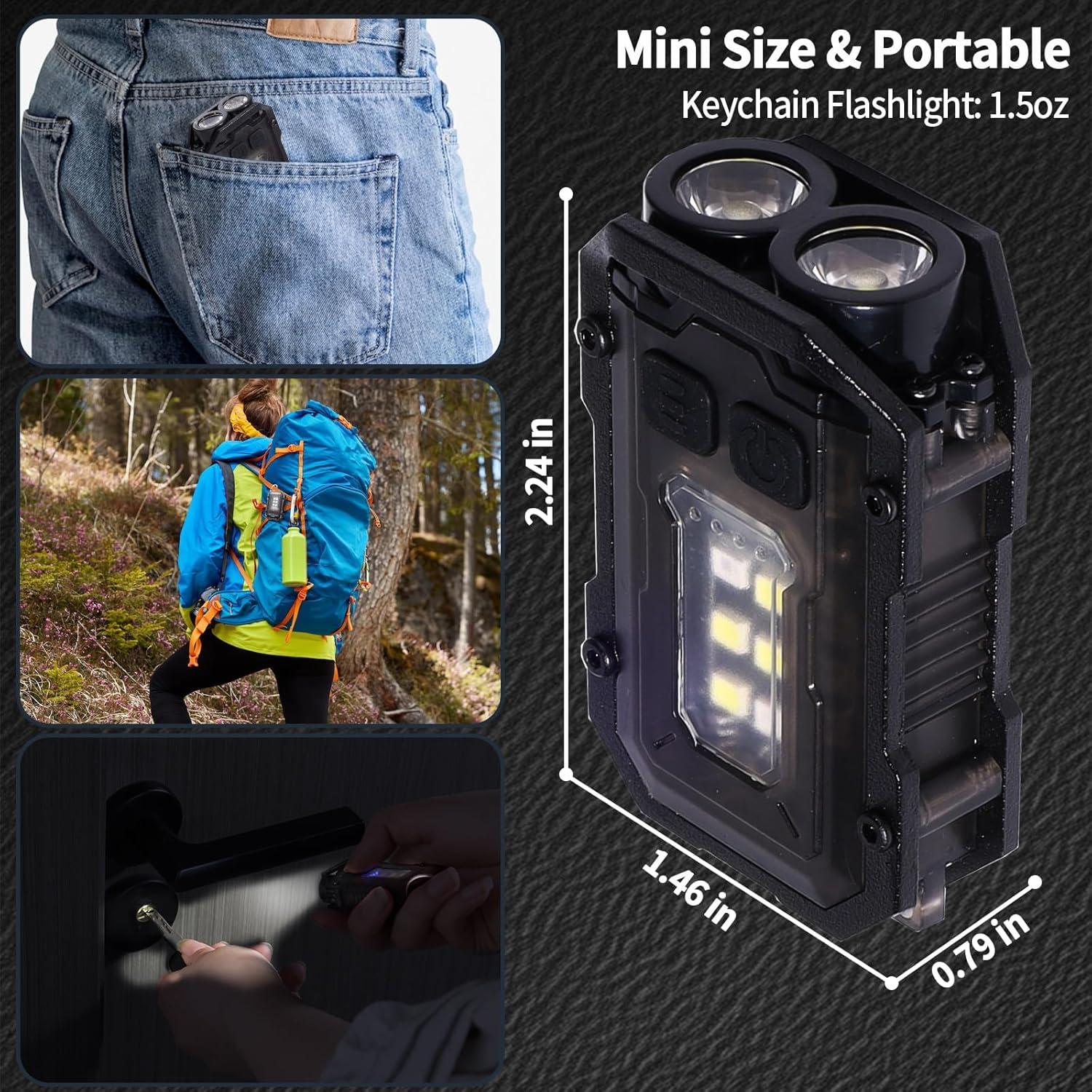 Linterna Mini EDC KunHe 10 Paquete Recargable USB-C 280 Lúmenes