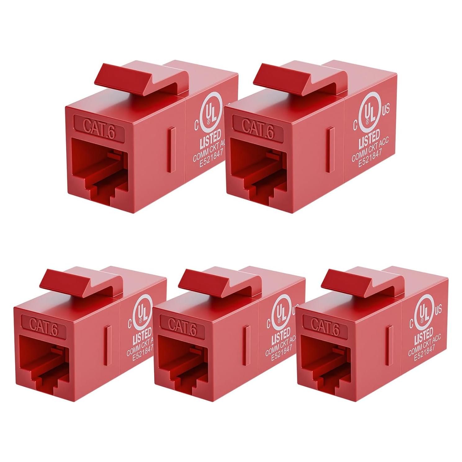 Acoplador Keystone CAT6 VCE Rojo Hembra a Hembra 5-Pack