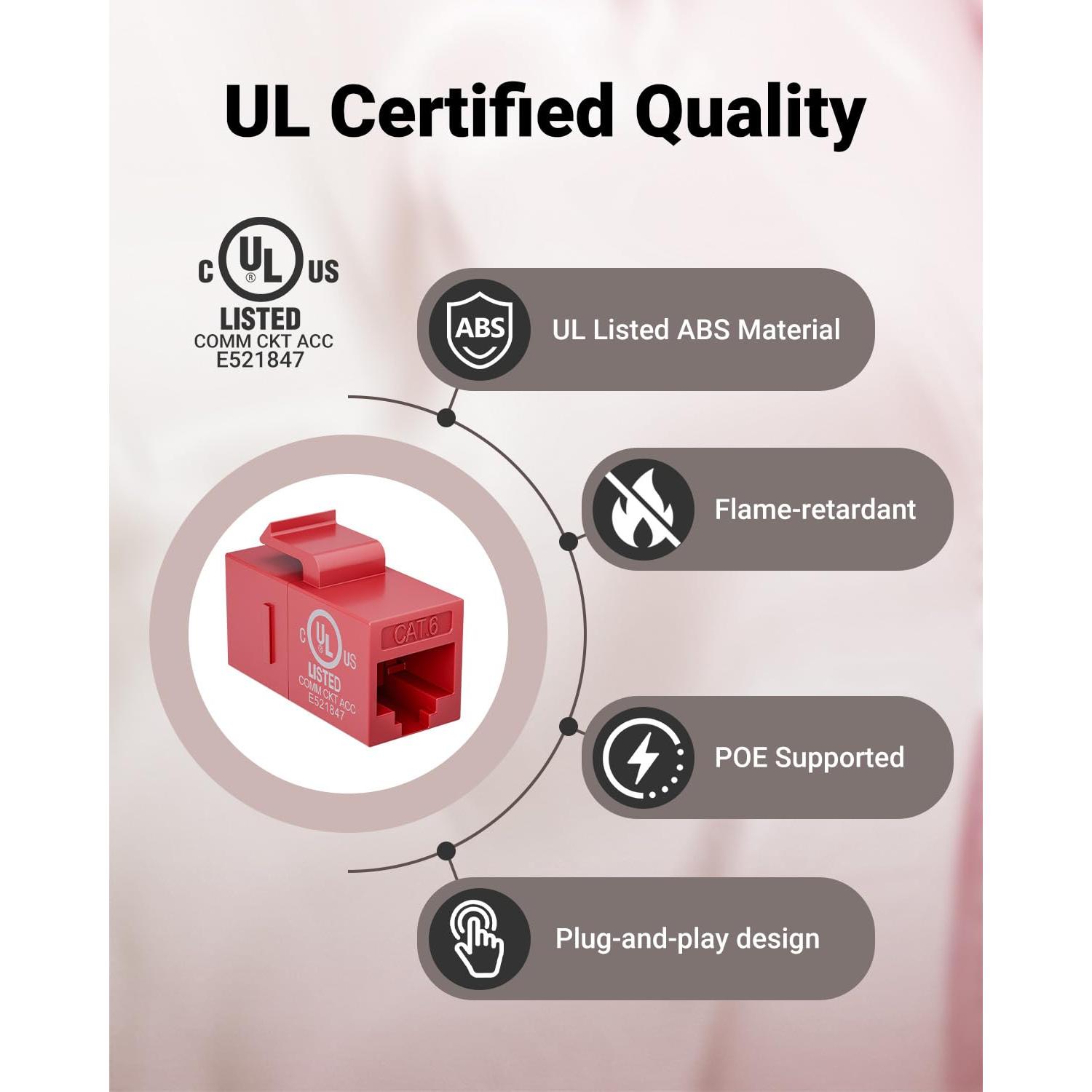 Acoplador Keystone CAT6 VCE Rojo Hembra a Hembra 5-Pack