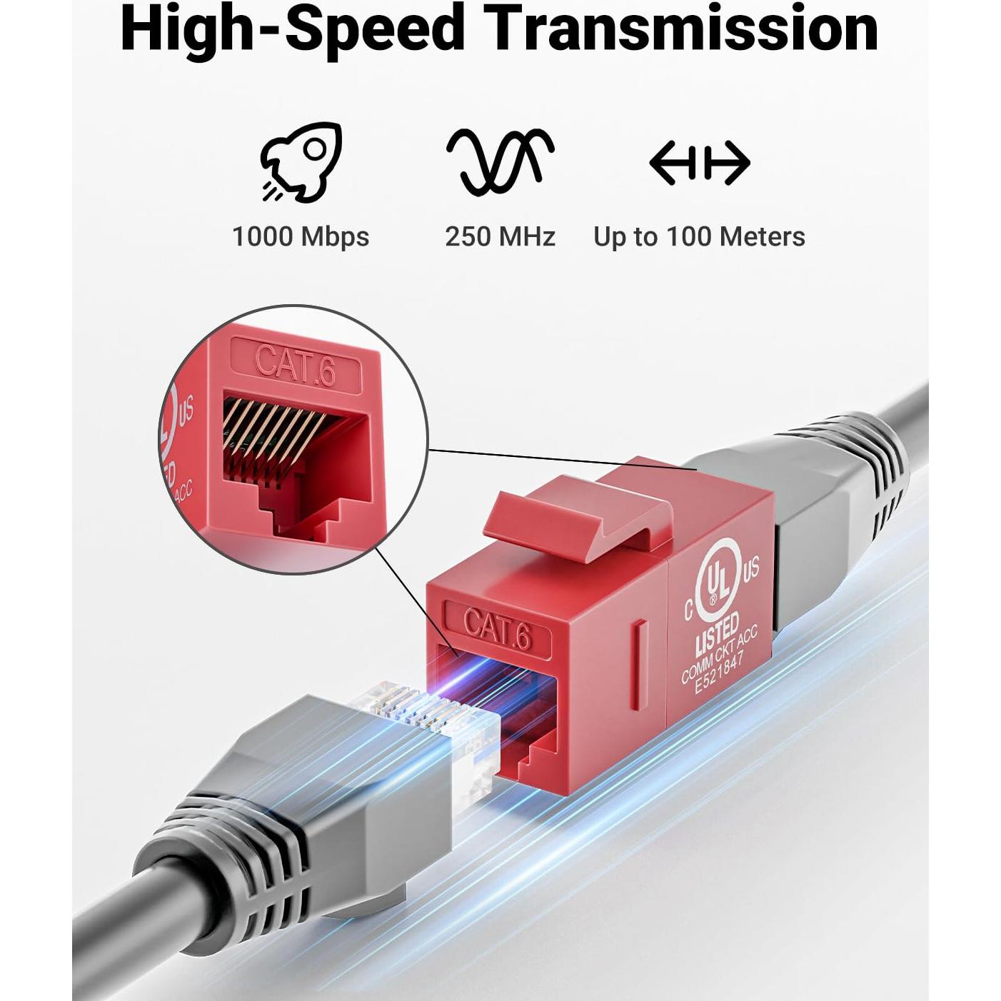 Acoplador Keystone CAT6 VCE Rojo Hembra a Hembra 5-Pack