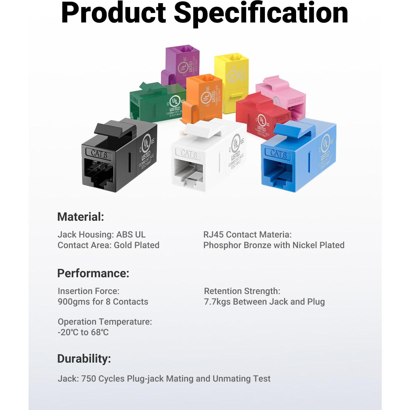 Acoplador Keystone CAT6 VCE Rojo Hembra a Hembra 5-Pack