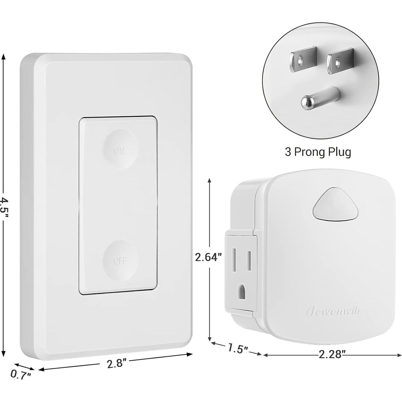 Interruptor de Pared Inalámbrico Dewenwils 15A 1875W Control Remoto