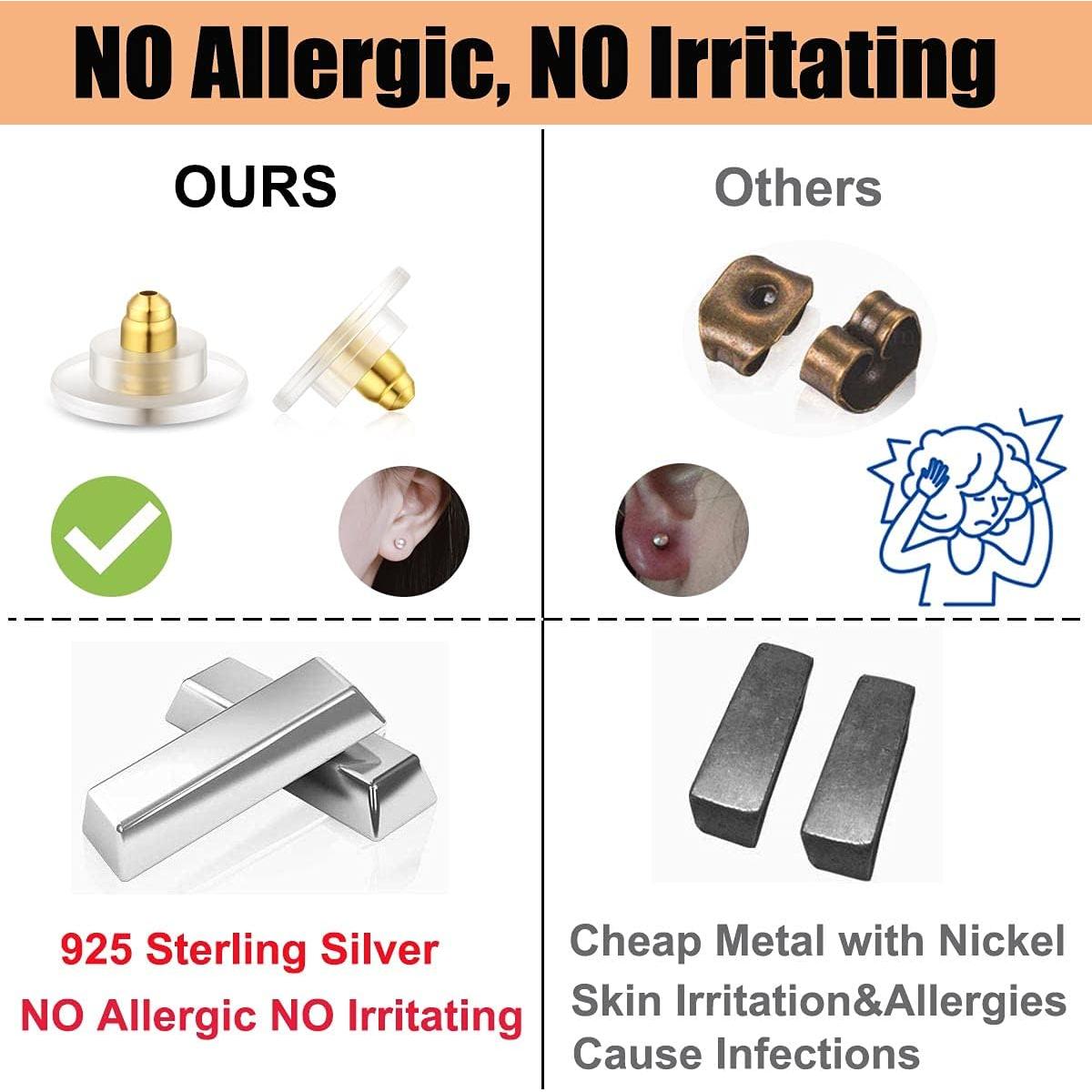 Cierres de Pendientes DELECOE 925 Plata Esterlina Dorado 4pcs