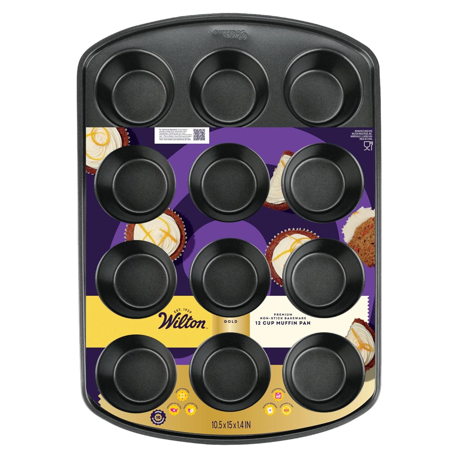 Molde para Muffins Wilton 12 Tazas Antiadherente Pack de 6