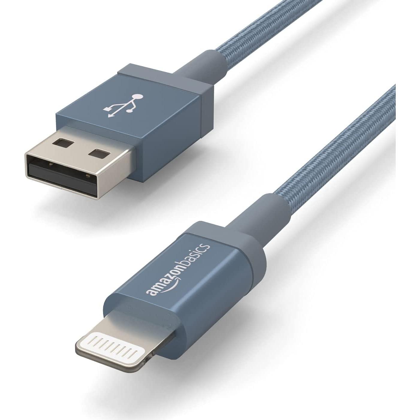 Cable de Carga Rápida USB-A a Lightning Amazon Basics 0.91m