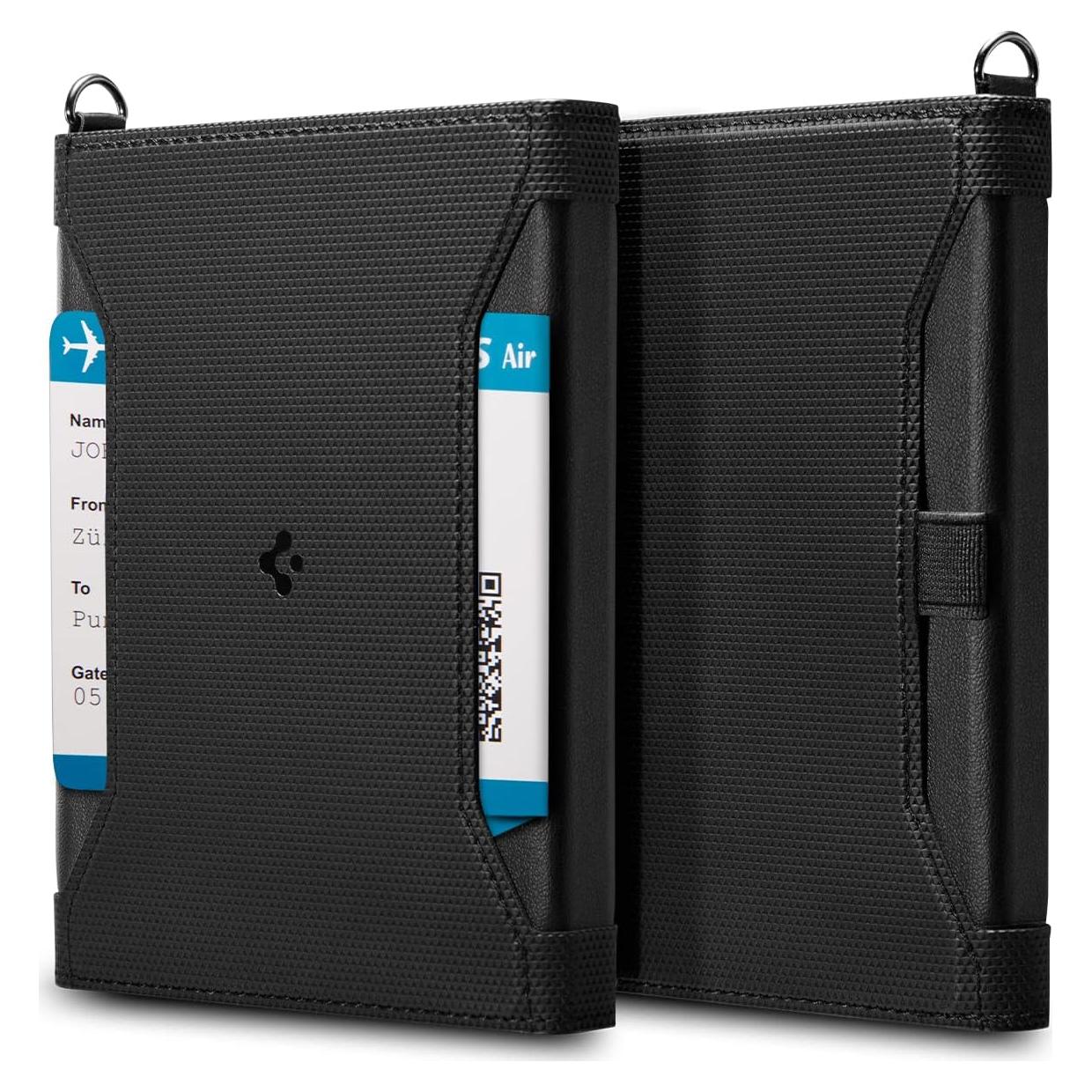 Cubierta de Pasaporte Spigen Life Holder Negro con Bloqueo RFID