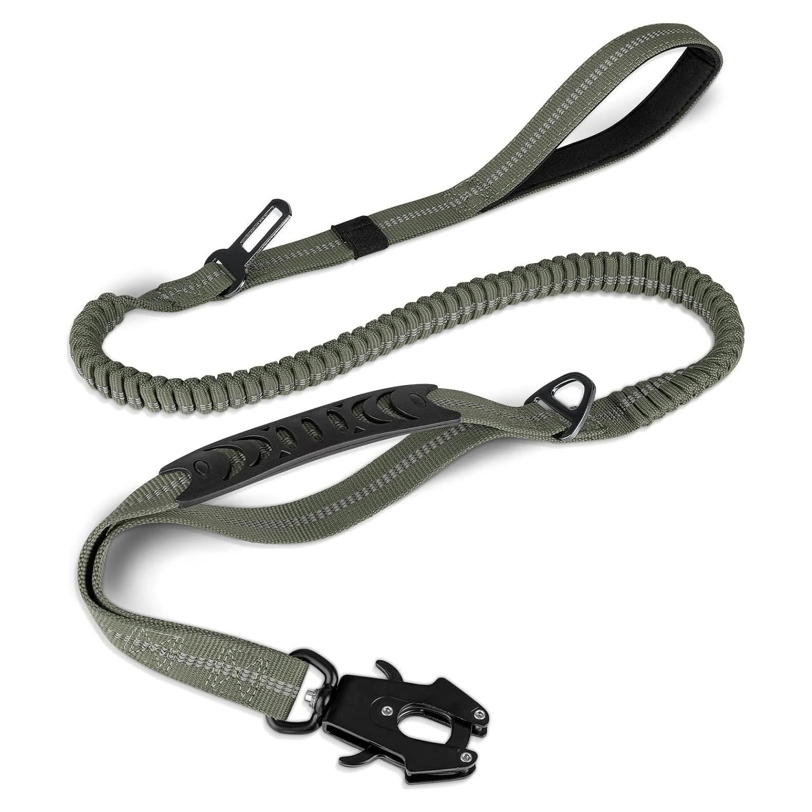 Correa Táctica para Perros Joytale 1.22-1.83m Bungee Verde Militar