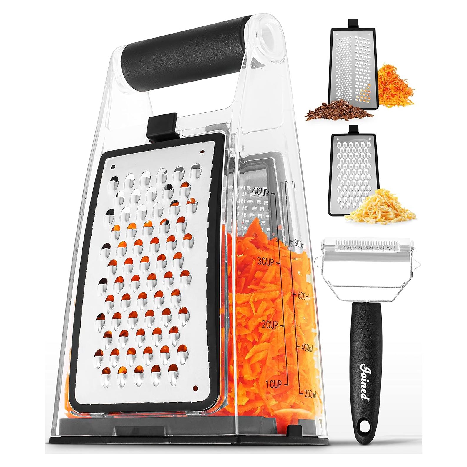 Rallador de Queso Unido con Contenedor y Pelador - Acero Inoxidable