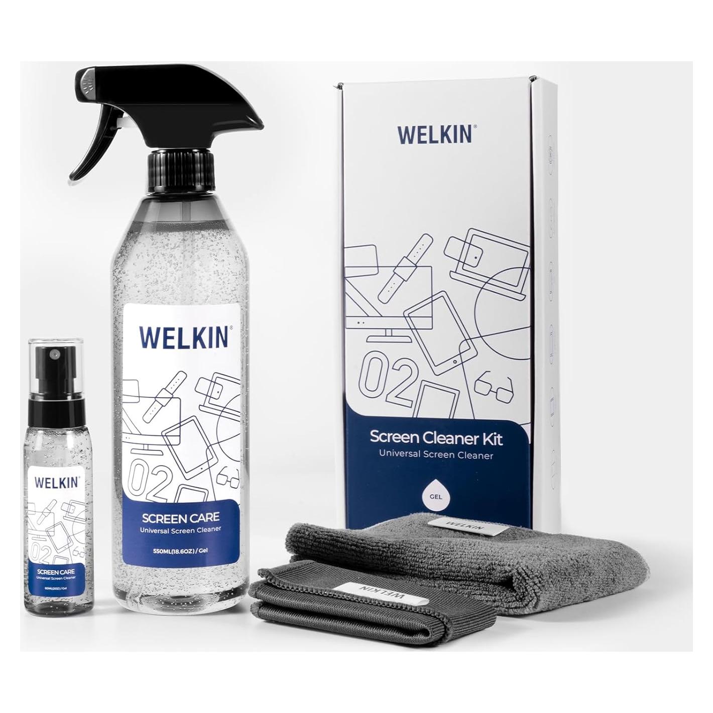 Kit de Spray Limpiador de Pantallas WELKIN 550ml - 2 Paños