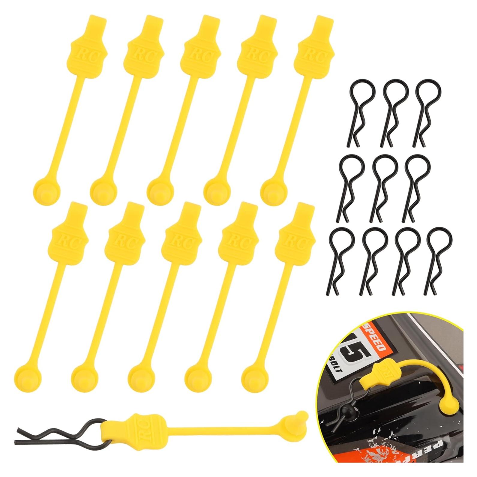 Clips de Carrocería RC GDOOL 1.0mm con Tiradores Amarillos (10 Pzas)