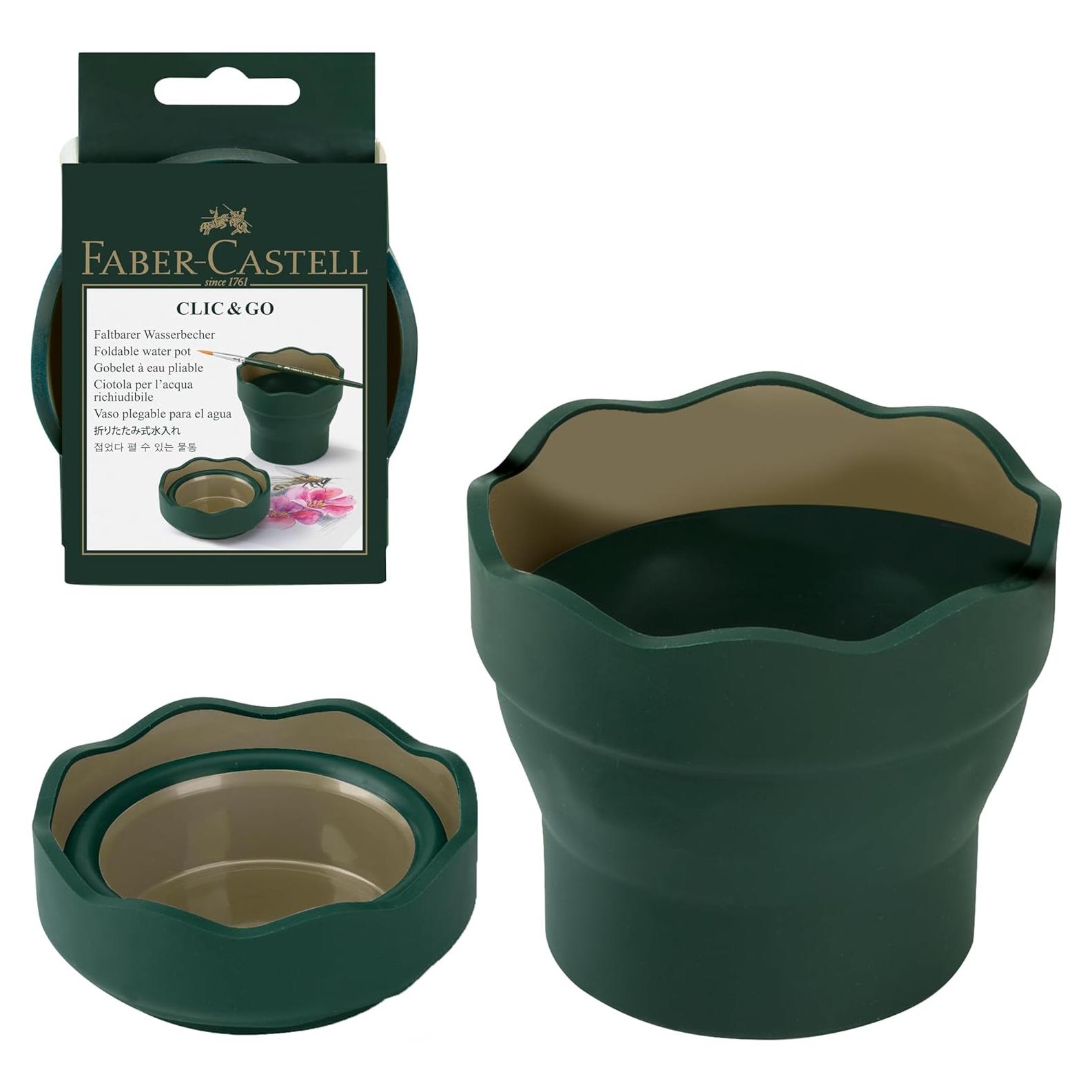 Vaso de Agua Plegable Faber-Castell Clic & Go Verde Oscuro 350ml