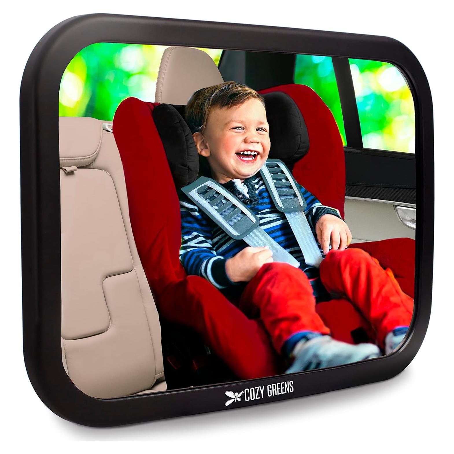 Espejo Convexo para Bebés Cozy Greens - Seguridad en Coche 29.21x19.05cm
