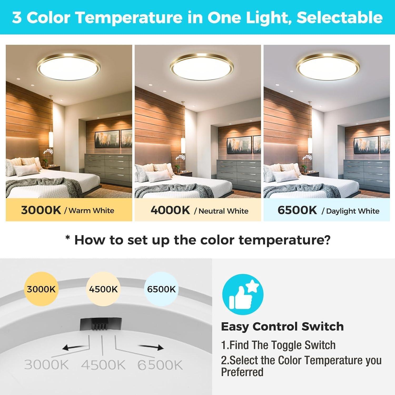 Lámpara de Techo LED Zemty 12W 1200lm 6.5" Dorada Ajustable