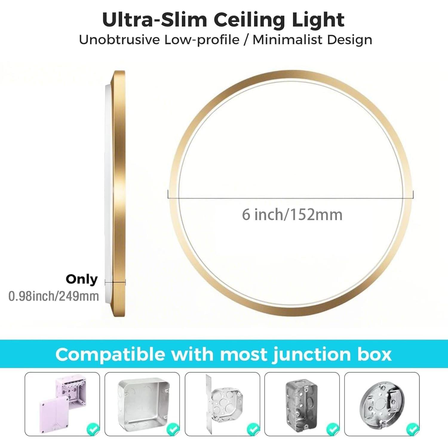 Lámpara de Techo LED Zemty 12W 1200lm 6.5" Dorada Ajustable