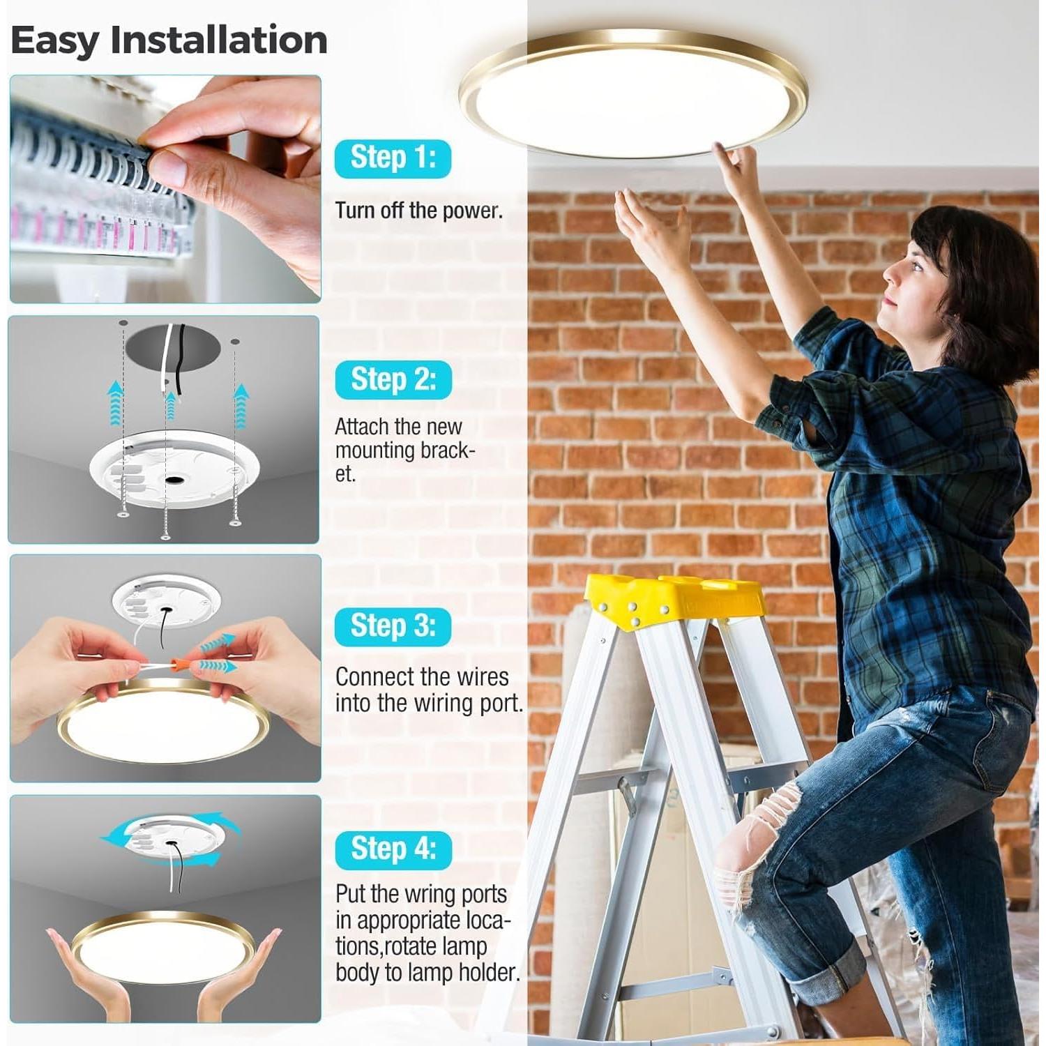 Lámpara de Techo LED Zemty 12W 1200lm 6.5" Dorada Ajustable